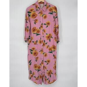 Sadie & Sage Rumble in Rio Pink Sunflower Kimono Sz XS Resort Beach Bohemian